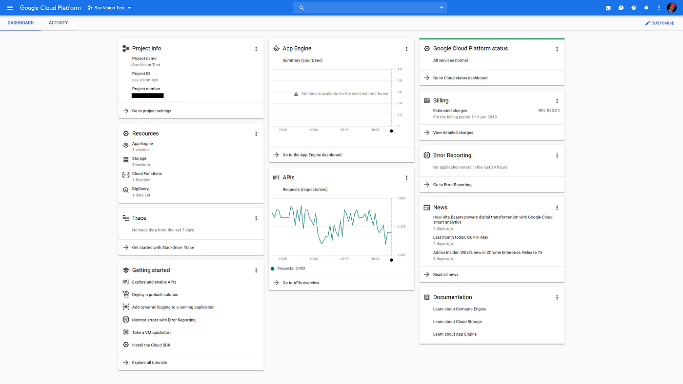 Giao diện Google Cloud Platform
