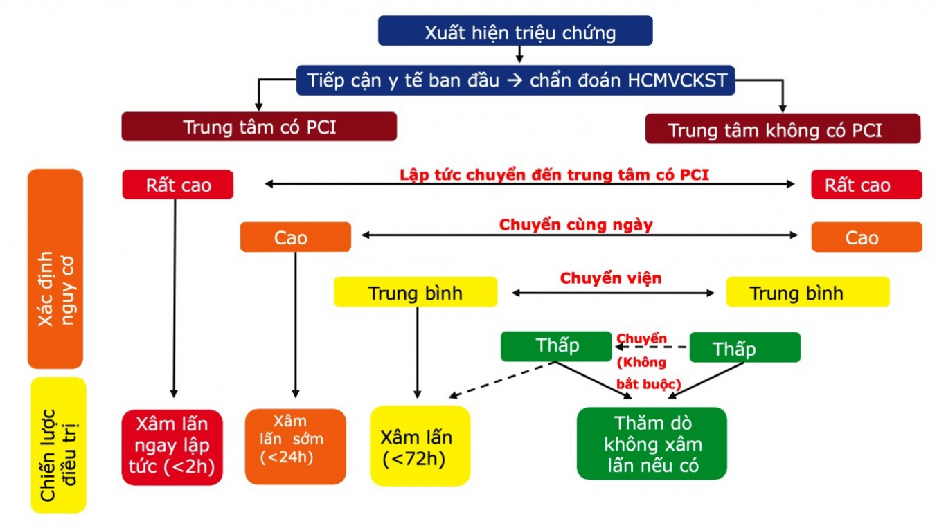 Sơ đồ tóm tắt phác đồ điều trị nhồi máu cơ tim cấp với các thuốc kháng kết tập tiểu cầu